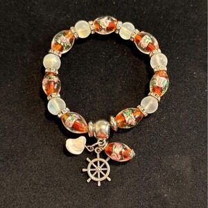 Red & Silver Beaded Naurical Theme Bracelet